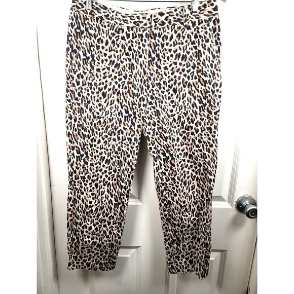J crew Capri Leopard Print Women's Dressing Pants With Zipper & Hook Closure Siz - Picture 2 of 10